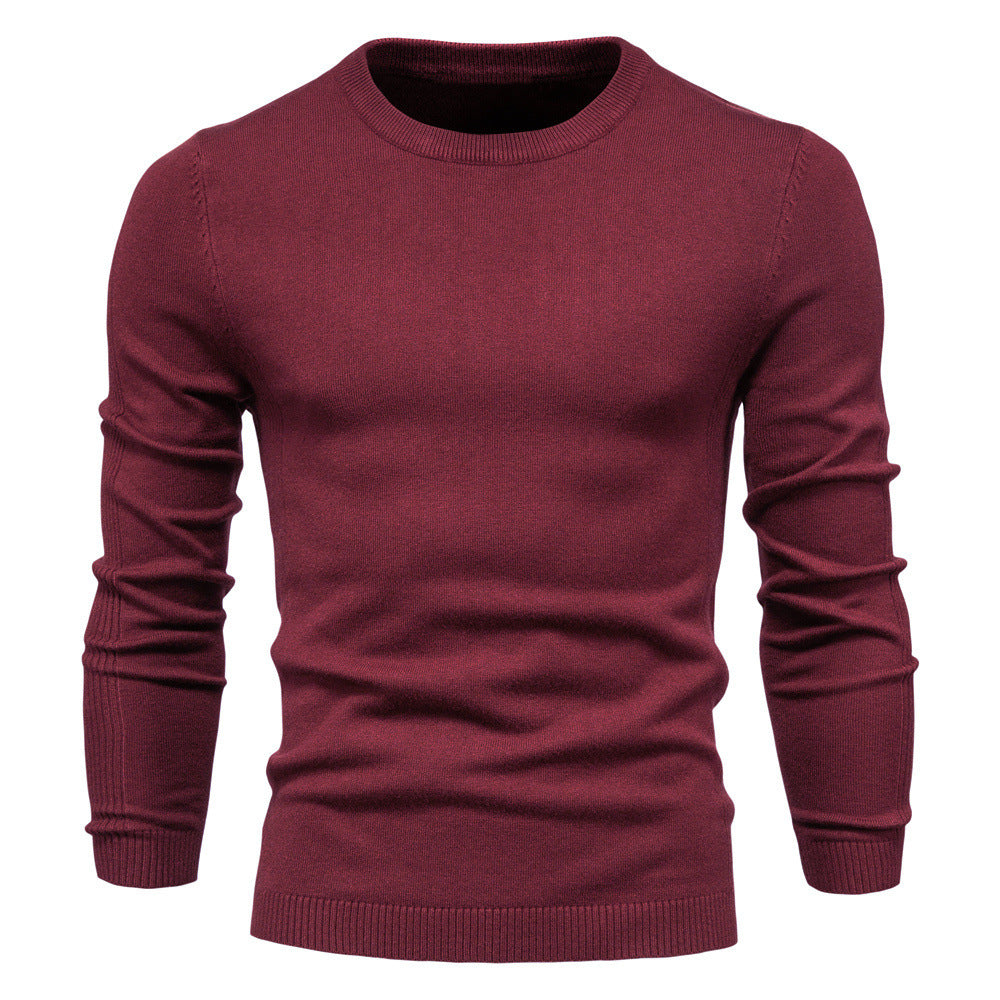 Pull uni chaud à col rond pour homme