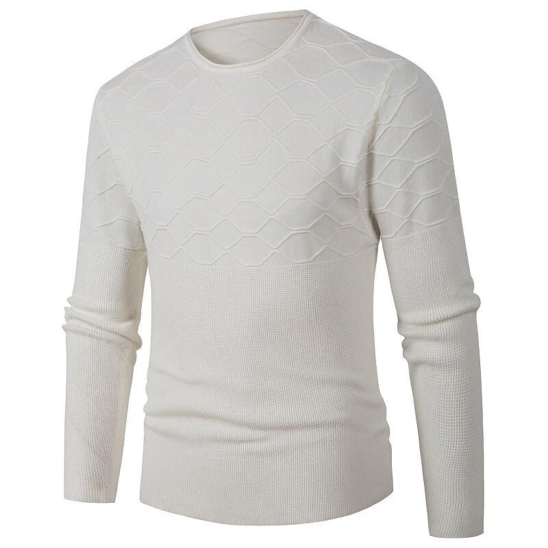 Chandail pull décontracté uni à col rond pour homme